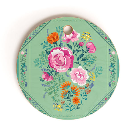 Pimlada Phuapradit Mint Roses Cutting Board Round