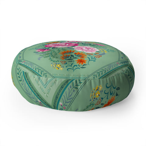 Pimlada Phuapradit Mint Roses Floor Pillow Round