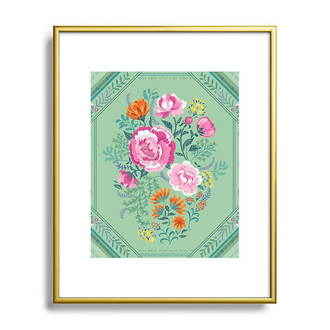 Pimlada Phuapradit Mint Roses Metal Framed Art Print