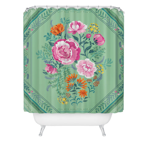 Pimlada Phuapradit Mint Roses Shower Curtain