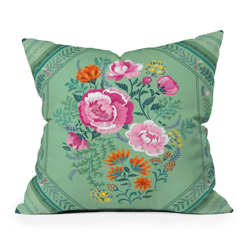 Pimlada Phuapradit Mint Roses Throw Pillow