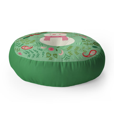 Pimlada Phuapradit Mint Snowman Floor Pillow Round