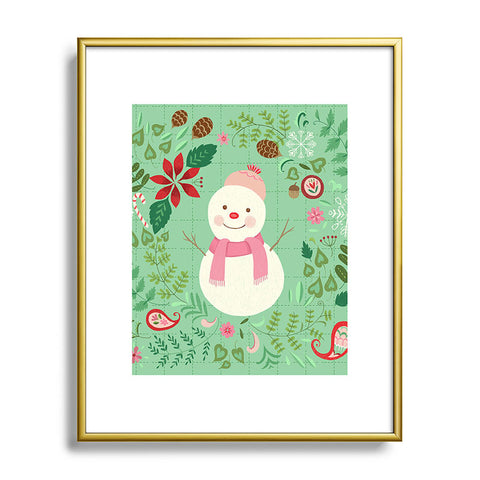 Pimlada Phuapradit Mint Snowman Metal Framed Art Print