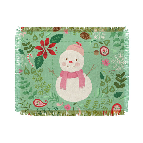 Pimlada Phuapradit Mint Snowman Throw Blanket