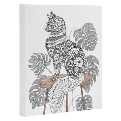 Pimlada Phuapradit Monstera Cat Art Canvas