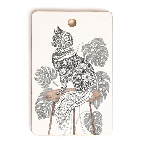 Pimlada Phuapradit Monstera Cat Cutting Board Rectangle