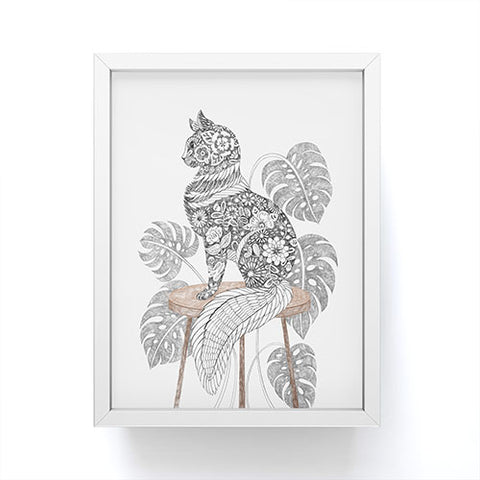Pimlada Phuapradit Monstera Cat Framed Mini Art Print