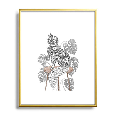 Pimlada Phuapradit Monstera Cat Metal Framed Art Print