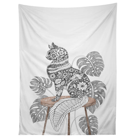 Pimlada Phuapradit Monstera Cat Tapestry