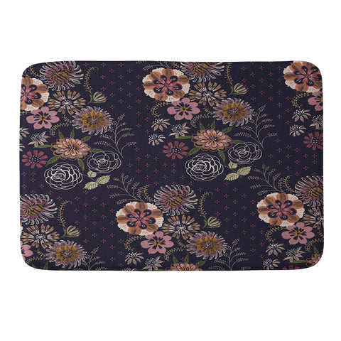 Pimlada Phuapradit Navy bouquet Memory Foam Bath Mat