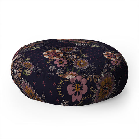 Pimlada Phuapradit Navy bouquet Floor Pillow Round