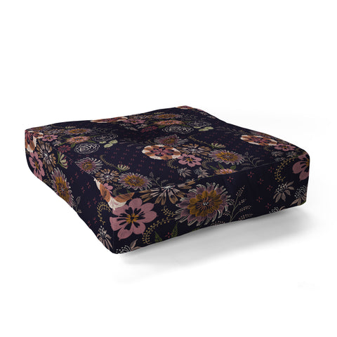 Pimlada Phuapradit Navy bouquet Floor Pillow Square