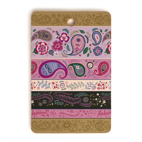 Pimlada Phuapradit Paisley and floral stripes Cutting Board Rectangle