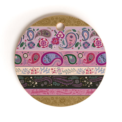 Pimlada Phuapradit Paisley and floral stripes Cutting Board Round