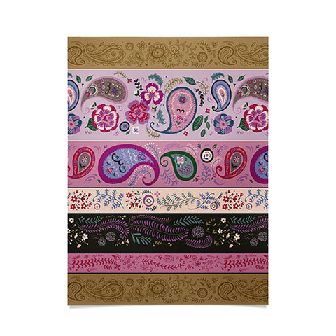 Pimlada Phuapradit Paisley and floral stripes Poster
