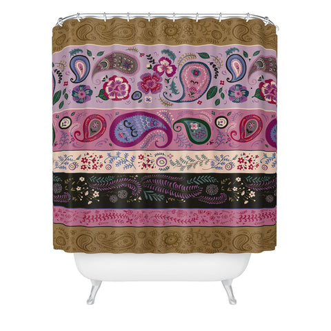 Pimlada Phuapradit Paisley and floral stripes Shower Curtain