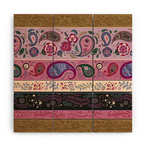 Pimlada Phuapradit Paisley and floral stripes Wood Wall Mural