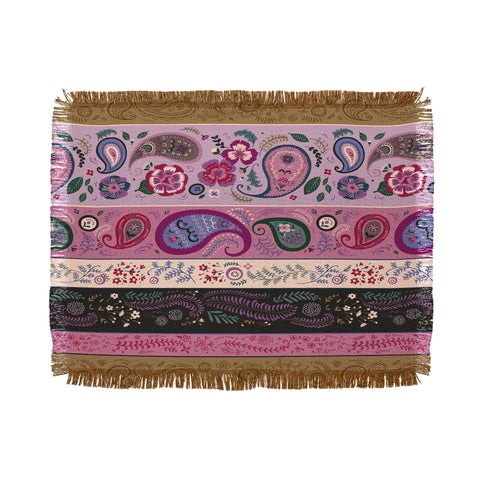 Pimlada Phuapradit Paisley and floral stripes Throw Blanket