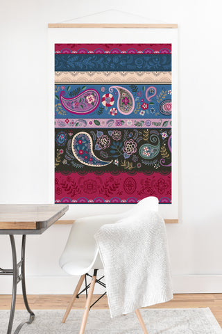 Pimlada Phuapradit Paisley and Lace Stripes Art Print And Hanger