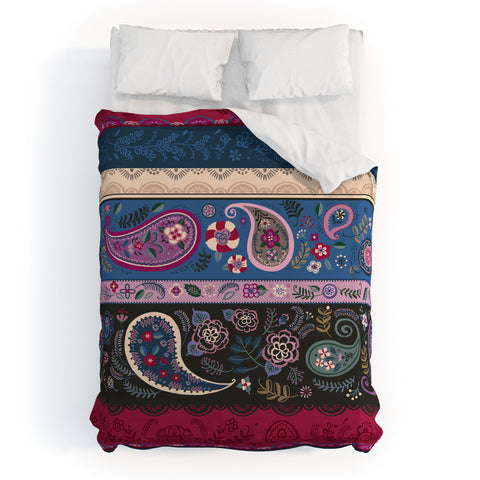 Pimlada Phuapradit Paisley and Lace Stripes Duvet Cover