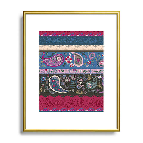 Pimlada Phuapradit Paisley and Lace Stripes Metal Framed Art Print