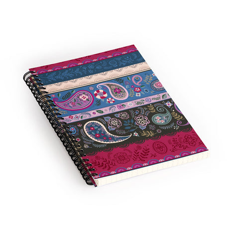 Pimlada Phuapradit Paisley and Lace Stripes Spiral Notebook
