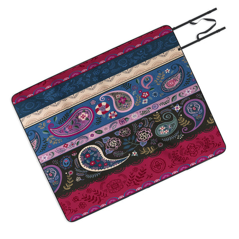 Pimlada Phuapradit Paisley and Lace Stripes Picnic Blanket