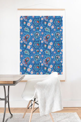Pimlada Phuapradit Paisley floral blue Art Print And Hanger