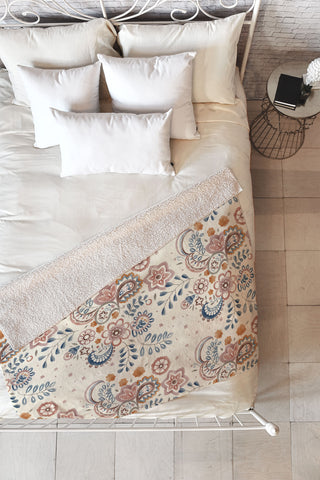 Pimlada Phuapradit Paisley with floral Fleece Throw Blanket