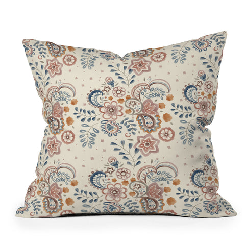Pimlada Phuapradit Paisley with floral Throw Pillow
