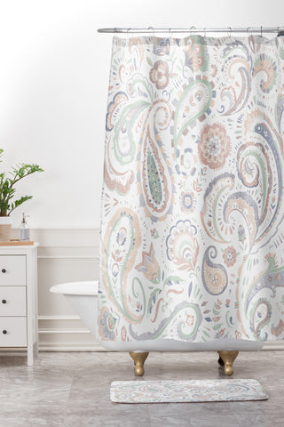 Pimlada Phuapradit pale paisley Shower Curtain And Mat