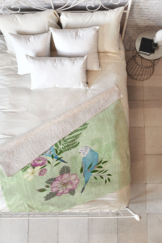 Pimlada Phuapradit Parakeets Fleece Throw Blanket
