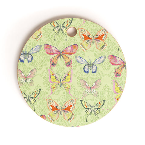Pimlada Phuapradit Pastel Butterflies Cutting Board Round