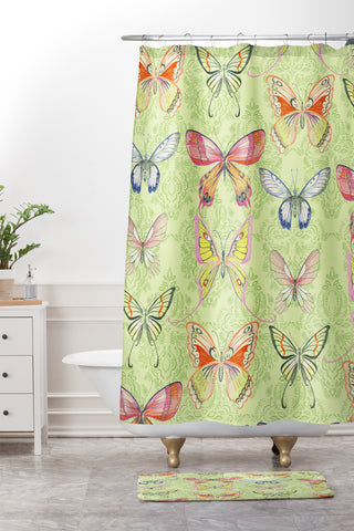 Pimlada Phuapradit Pastel Butterflies Shower Curtain And Mat