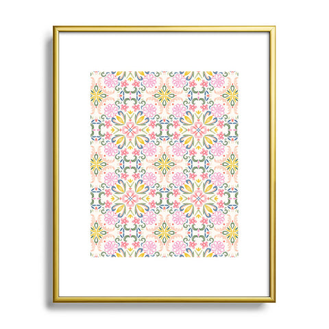 Pimlada Phuapradit Pastel Floral tile Metal Framed Art Print