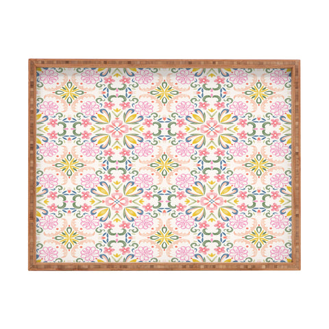 Pimlada Phuapradit Pastel Floral tile Rectangular Tray