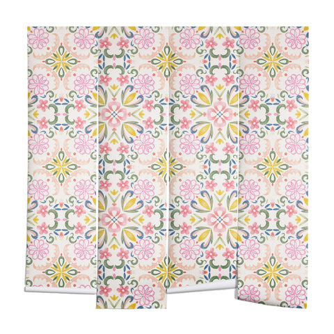 Pimlada Phuapradit Pastel Floral tile Wall Mural