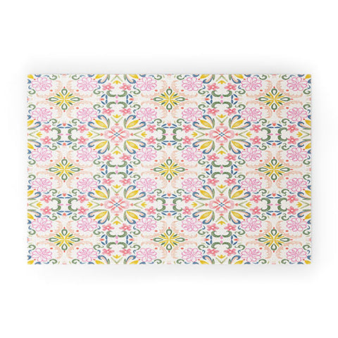 Pimlada Phuapradit Pastel Floral tile Welcome Mat