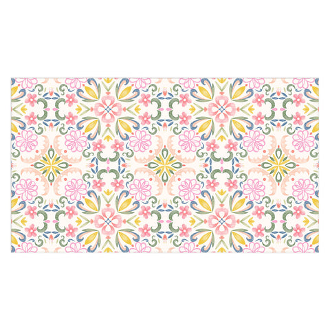 Pimlada Phuapradit Pastel Floral tile Tablecloth