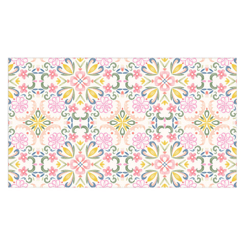 Pimlada Phuapradit Pastel Floral tile Tablecloth