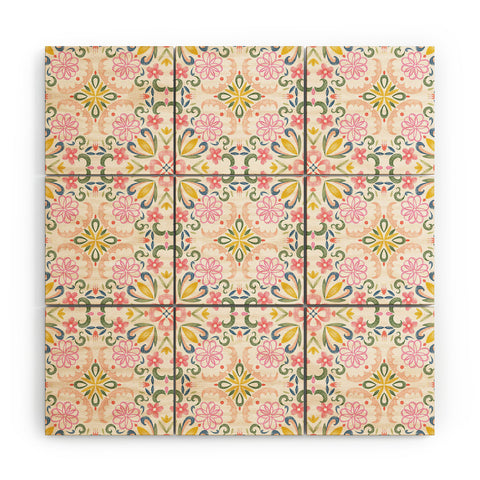 Pimlada Phuapradit Pastel Floral tile Wood Wall Mural