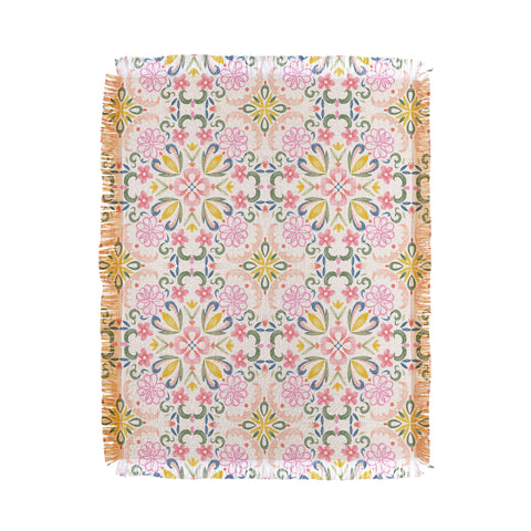 Pimlada Phuapradit Pastel Floral tile Throw Blanket