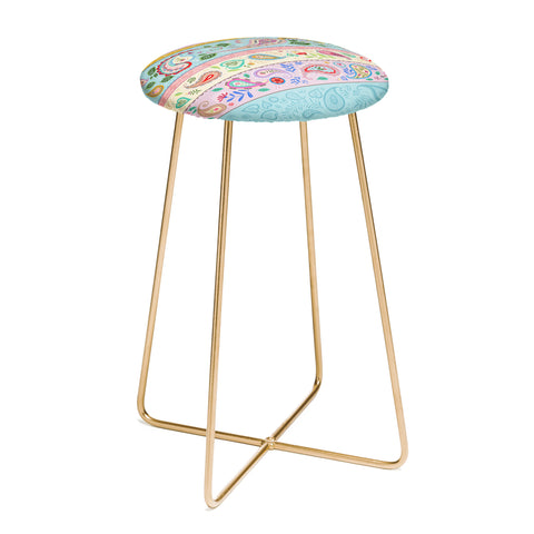 Pimlada Phuapradit Pastel Paisley Stripes Counter Stool