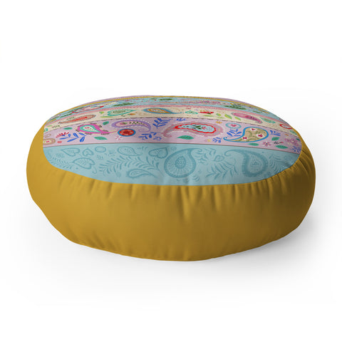 Pimlada Phuapradit Pastel Paisley Stripes Floor Pillow Round