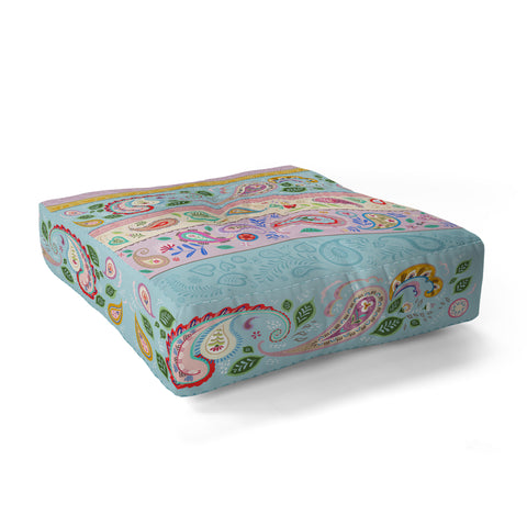 Pimlada Phuapradit Pastel Paisley Stripes Floor Pillow Square