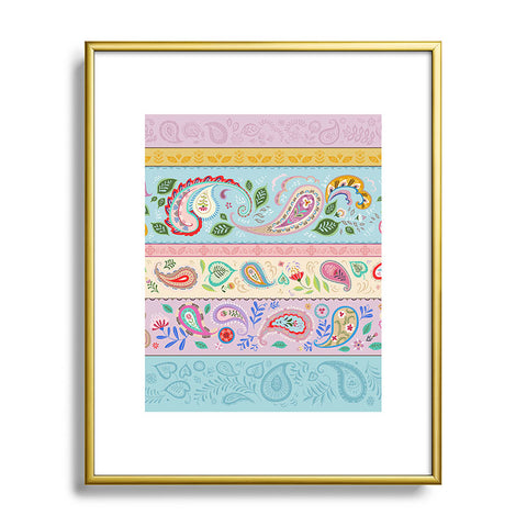 Pimlada Phuapradit Pastel Paisley Stripes Metal Framed Art Print