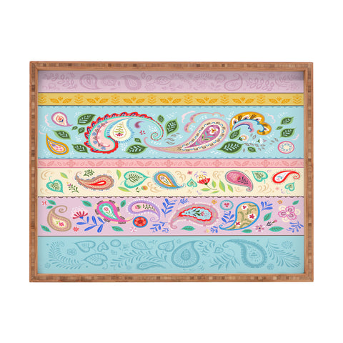 Pimlada Phuapradit Pastel Paisley Stripes Rectangular Tray