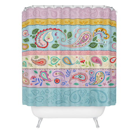Pimlada Phuapradit Pastel Paisley Stripes Shower Curtain