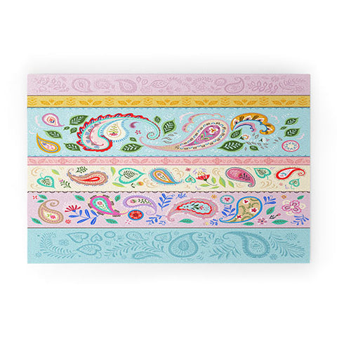 Pimlada Phuapradit Pastel Paisley Stripes Welcome Mat