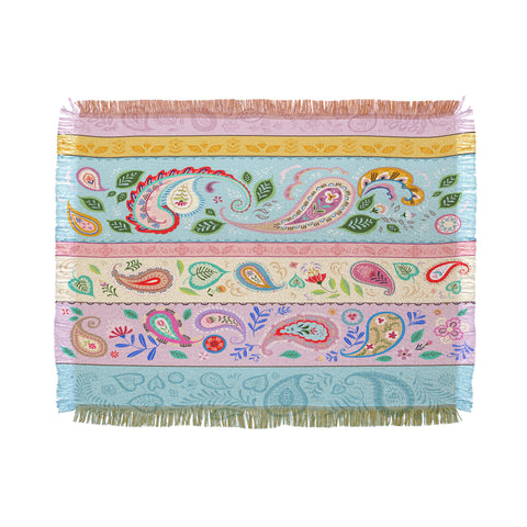 Pimlada Phuapradit Pastel Paisley Stripes Throw Blanket